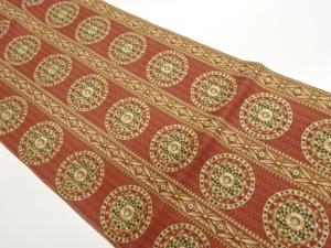 縞に丸文模様織出し名古屋帯